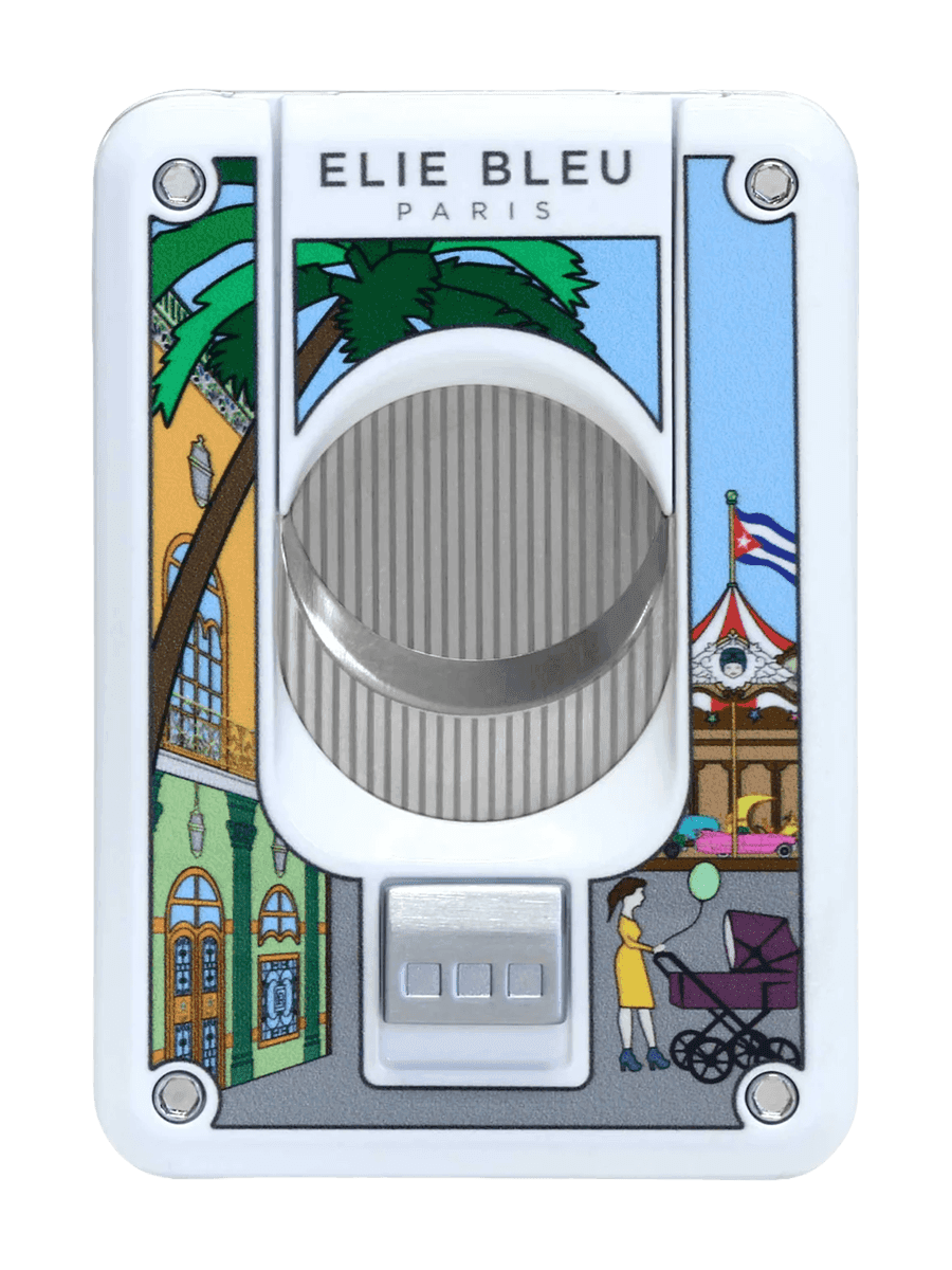 Elie Bleu Double Blade Cigar Cutter "Casa Cubana" Carousel White