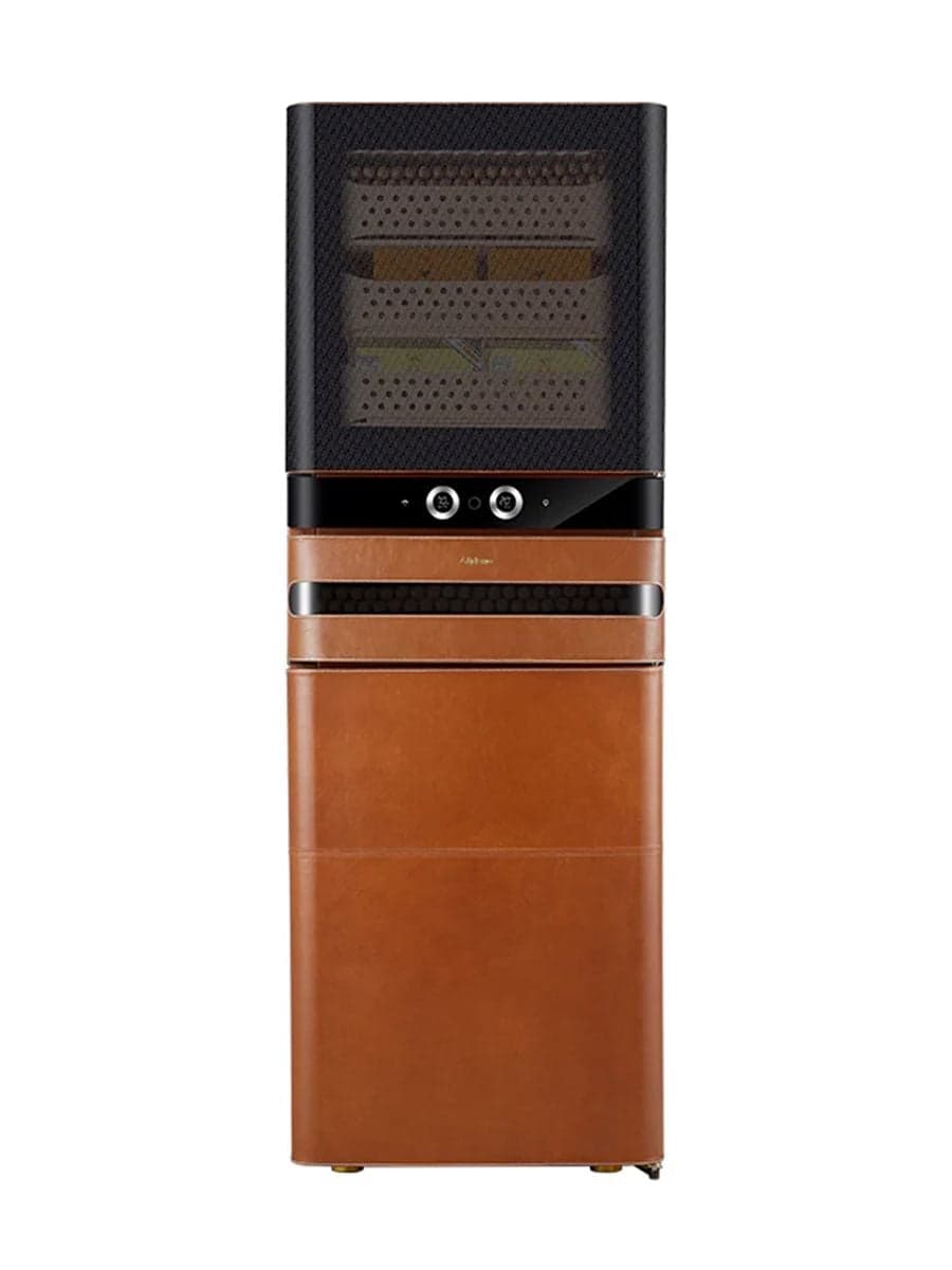 Afidano 1500 Ct Cigar Humidor, Temperature and Humidity Control with Classic Leather and Spanish Ced