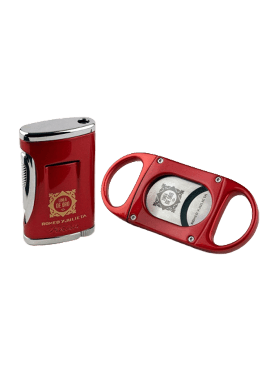 Cutter and Lighter Set ROMEO Y JULIETA Línea de Oro